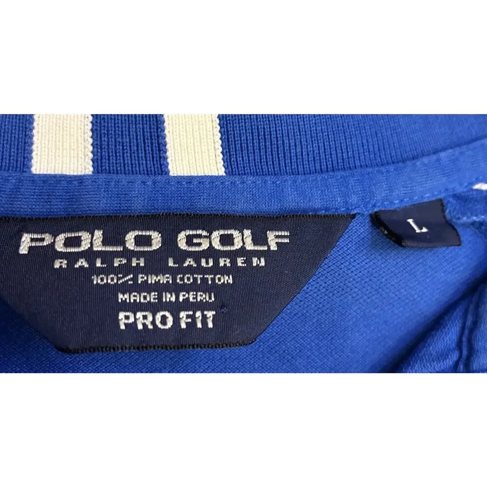Polo Golf Ralph Lauren Shirt Men Large Blue White Big Pony Raglan Pro Fit L